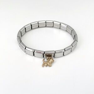 Italian Starter Charm Bracelet With Gold Dog Charm | Stretch Bracelet